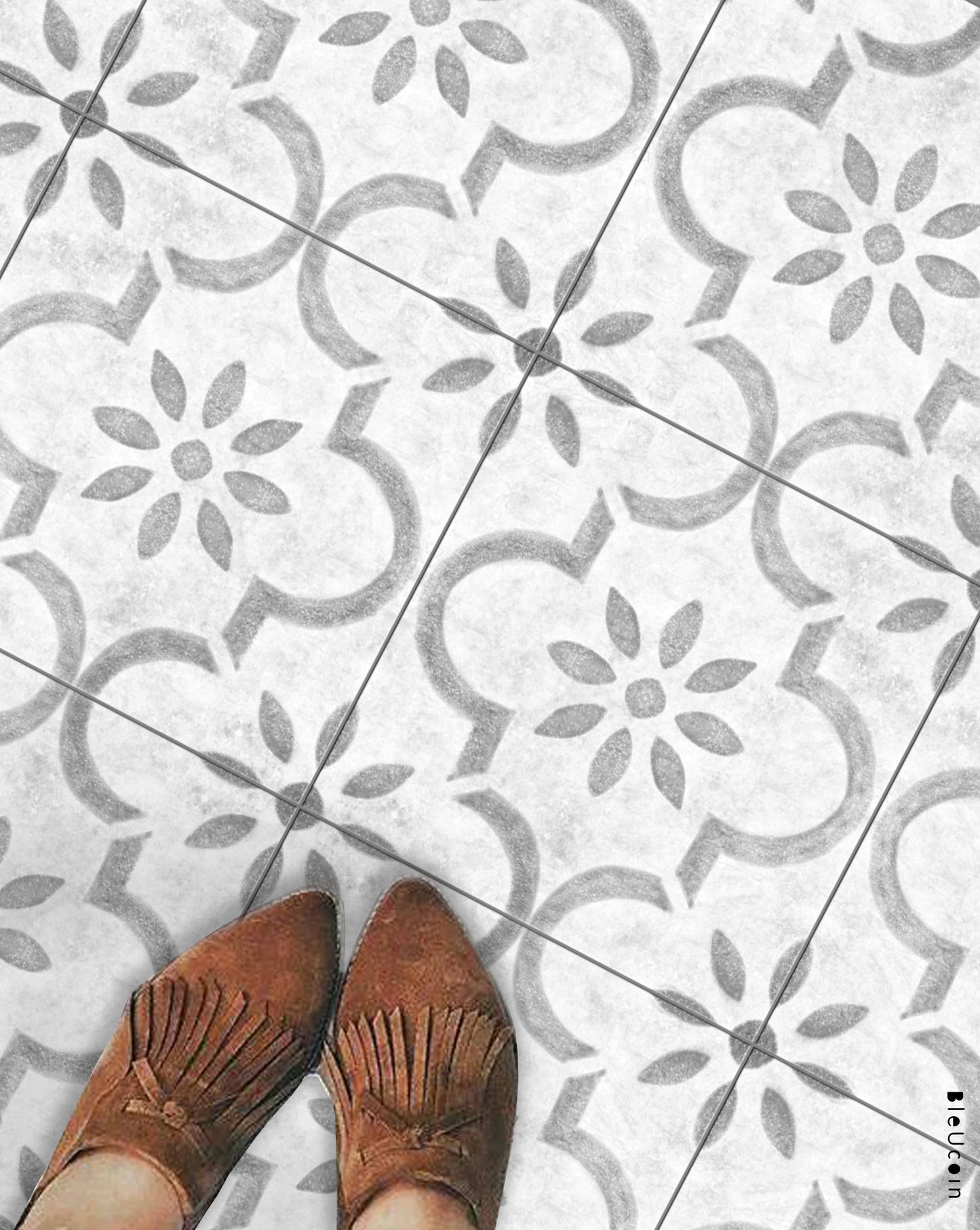 Pinebluff Premium Peel and Stick Floor Tile Stickers | Removable, Renter friendly with Anti-Slip finish in sturdy 520 microns