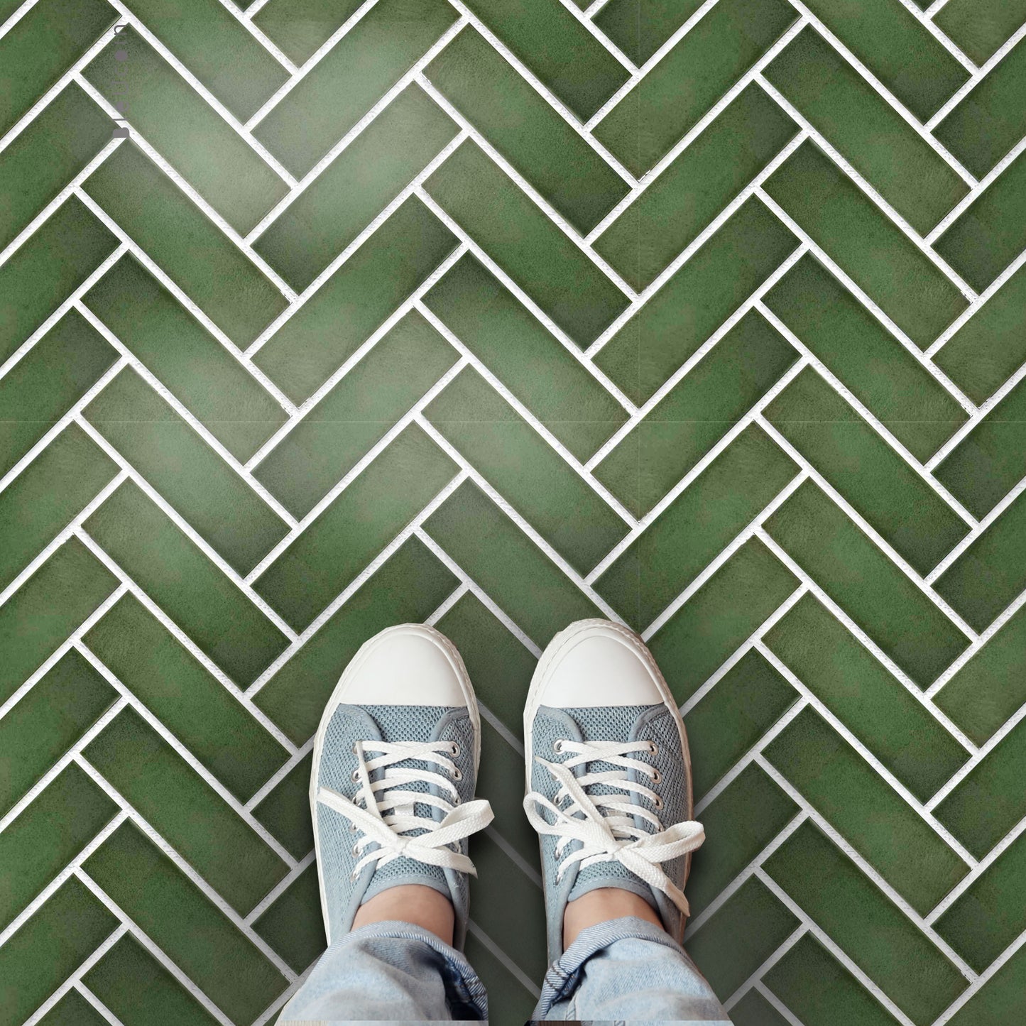 Herringbone Everleaf Premium Peel and Stick Floor Tile Stickers | Removable, Renter friendly with Anti-Slip finish in sturdy 520 microns