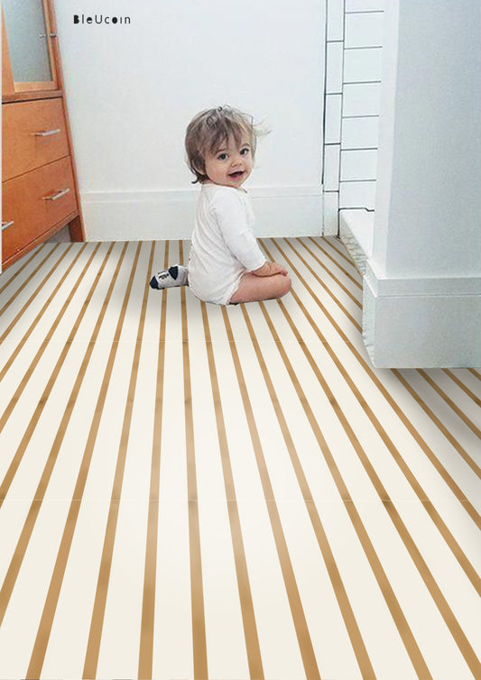 Subway Stripe Tan Peel & Stick Anti-Slip Flooring