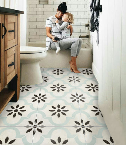 Blue Bay Premium Peel and Stick Floor Tile Stickers | Removable, Renter friendly with Anti-Slip finish in sturdy 520 microns