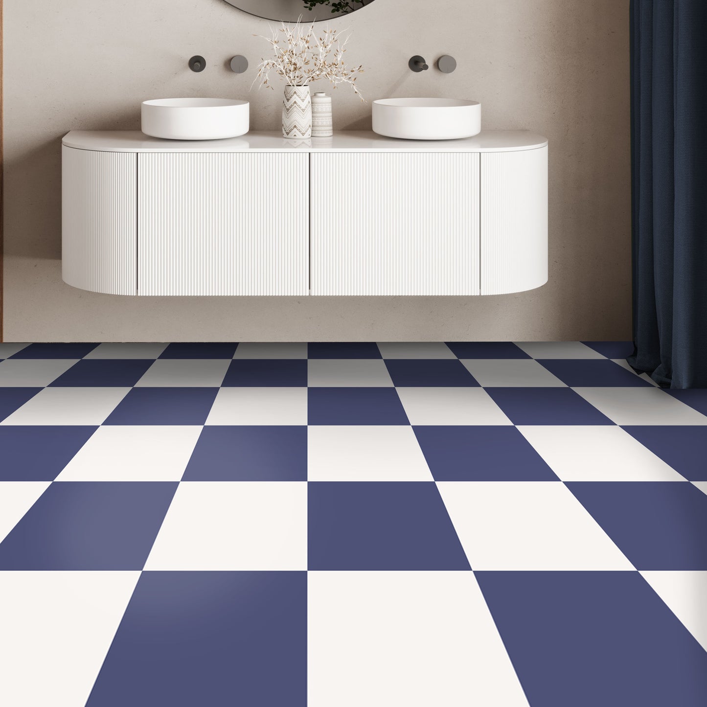 Future Dusk & Off White Checker Premium Peel and Stick Floor Tile Stickers | Removable, Renter friendly with Anti-Slip finish in sturdy 520 microns